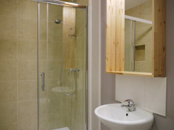 Bathroom with large shower